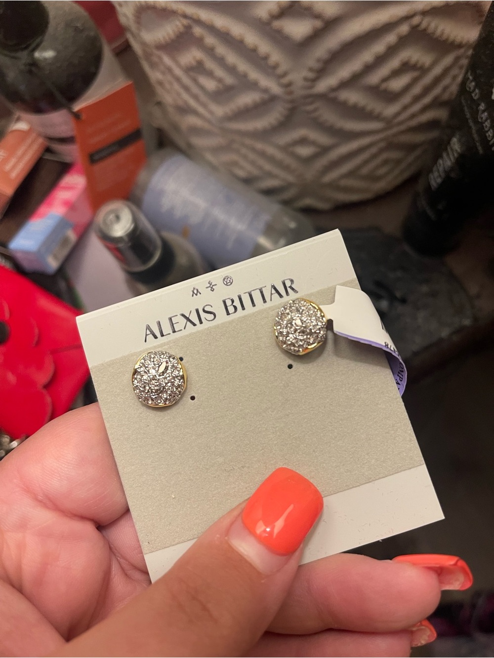 Alexis Bittar Gold-Tone Crystal Disc Stud Earrings
